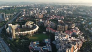 PD0713 - Panoramic Aerial View of DY Patil Stadium and University Campus in Navi Mumbai