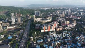 PD0712 - Aerial View of Urban Contrast with Slums and Modern High-Rises