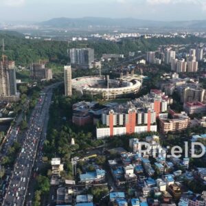 PD0712 - Aerial View of Urban Contrast with Slums and Modern High-Rises