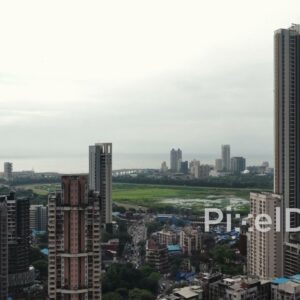 PD0742 - Moody Aerial View of Mumbai's Mahalaxmi Area on an Overcast Day