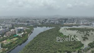 PD0745 - Aerial View of Mumbai's Bandra Kurla Complex (BKC) and the Mithi River