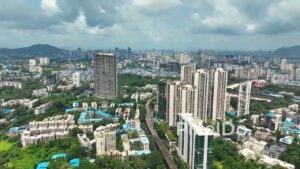 PD0100 - Aerial View of a Lush Green Urban Cityscape in Mulund
