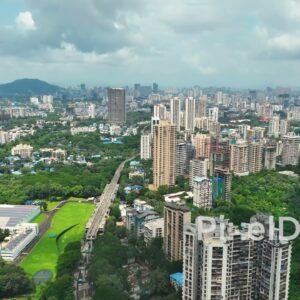 PD0099 - Aerial View of Mumbai's Green Suburb of Mulund with Metro Construction