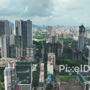 PD0098 - Aerial View of a Dense Urban Canyon with Skyscrapers Under Construction in Mumbai