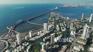 PD0097 - Aerial View of the Bandra-Worli Sea Link and its Coastal Road Interchange, Mumbai