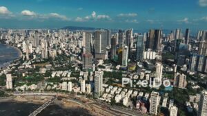 PD0094 - Epic Aerial Panorama of the South Mumbai Skyline with its Iconic Bridges