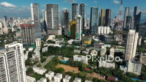 PD0091 -Aerial View of the Modern Skyscraper Skyline of Worli and Lower Parel, Mumbai