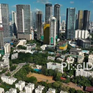 PD0091 -Aerial View of the Modern Skyscraper Skyline of Worli and Lower Parel, Mumbai