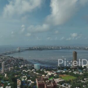 PD0088 - Panoramic Aerial View of the Worli Sea Face and Bandra-Worli Sea Link in Mumbai