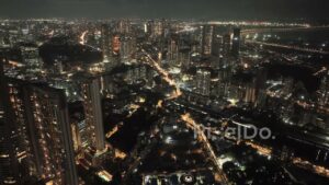 PD0087 - Dazzling Aerial Panorama of the South Mumbai Skyline at Night