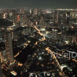 PD0087 - Dazzling Aerial Panorama of the South Mumbai Skyline at Night