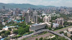 PD0086 - Aerial Panorama of Mulund Cityscape with its East-West Connecting Bridge
