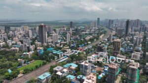 PD0084 - Aerial View of the Central Railway Line Separating Mulund East and West, Mumbai