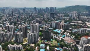 PD0083 - Panoramic Aerial View of Mumbai's Suburbs and Sanjay Gandhi National Park