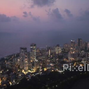 PD0043 - Aerial View of the Malabar Hill Cityscape and Coastline at Twilight