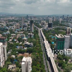PD0079 - Aerial View of the Eastern Express Highway and Metro Line in Thane