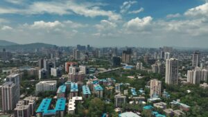 PD0077 - Aerial View of the Thane Cityscape with Teen Haath Naka and Green Hills