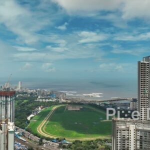 PD0069 - Aerial View of Mahalaxmi Racecourse, an Urban Oasis in the Mumbai Cityscape