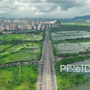 PD0110 - Aerial View of a Eastern Express Highway and Salt Pans