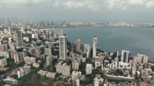 PD0033 - Aerial View of Mumbai's Iconic Malabar Hill and Marine Drive Skyline