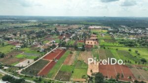 PD0157 - Aerial View of a Highway Through Rural Farmland near Bangalore