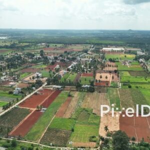 PD0157 - Aerial View of a Highway Through Rural Farmland near Bangalore