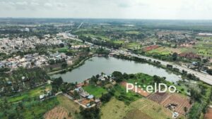 PD0156 - Aerial View of Devanahalli Town and Surrounding Farmland