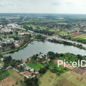 PD0156 - Aerial View of Devanahalli Town and Surrounding Farmland