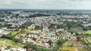 PD0155 - Aerial View of Devanahalli Town and Surrounding Farmland
