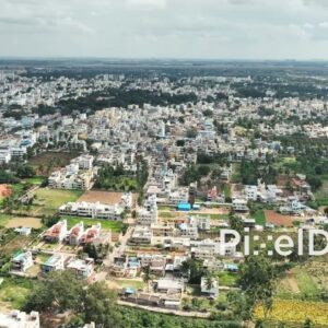 PD0155 - Aerial View of Devanahalli Town and Surrounding Farmland