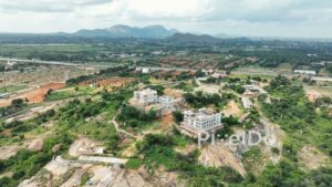PD0154 - Aerial View of a Jain Temple and Developing Town near Bangalore