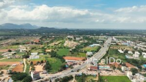 PD0153 - Aerial View of a Jain Temple and Developing Town near Bangalore