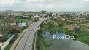 PD0151 - Aerial View of India's National Highway 44 Near Devanahalli, Bengaluru
