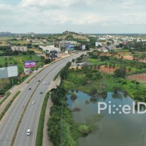 PD0151 - Aerial View of India's National Highway 44 Near Devanahalli, Bengaluru