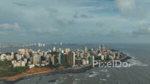 PD0065 - Aerial View of the South Mumbai Coastline with a Seaside Sports Park