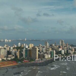 PD0065 - Aerial View of the South Mumbai Coastline with a Seaside Sports Park