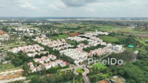PD0146 - Aerial View of a Modern Gated Community with Villas on the Outskirts of Bengaluru