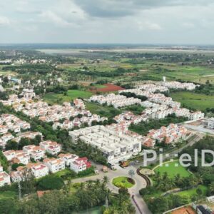 PD0146 - Aerial View of a Modern Gated Community with Villas on the Outskirts of Bengaluru