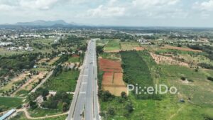 PD0139 - Aerial View of National Highway 44 (NH44) Through the Indian Countryside