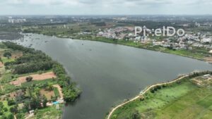 PD0186 - Aerial View of Doddajala Lake Surrounded by Farmland near Bengaluru