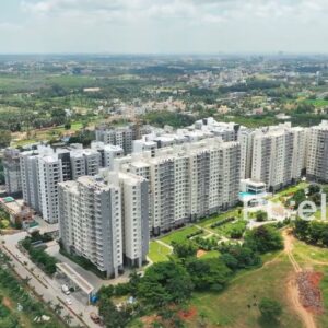 PD0180 - Aerial View of a Modern High-Rise Apartment Complex on a City's Rural Outskirts
