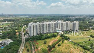 PD0179 - Aerial View of a Modern High-Rise Apartment Complex on a City's Rural Outskirts