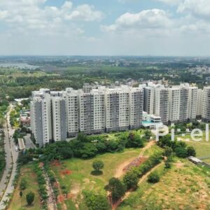 PD0179 - Aerial View of a Modern High-Rise Apartment Complex on a City's Rural Outskirts
