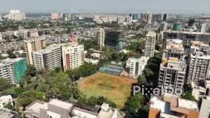 PD0202 - Aerial View of Chembur Gymkhana, an Urban Oasis in a Mumbai Suburb