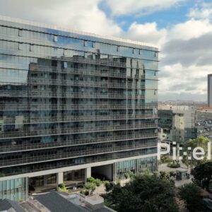 PD0222 - Aerial View of a Modern Glass Facade Office Building in a Business Park