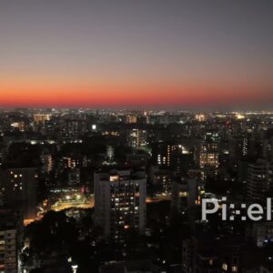 PD0217 - Aerial View of the Chembur Cityscape at Twilight with Glowing City Lights