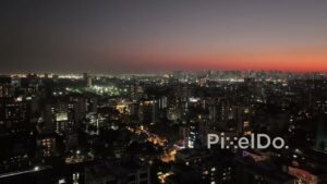 PD0216 - Aerial View of the Chembur Cityscape at Twilight with Glowing City Lights