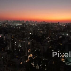 PD0215 - Aerial View of the Chembur Cityscape at Twilight with Glowing City Lights