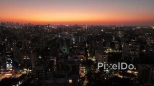 PD0214 - Aerial View of the Chembur Cityscape at Twilight with Glowing City Lights