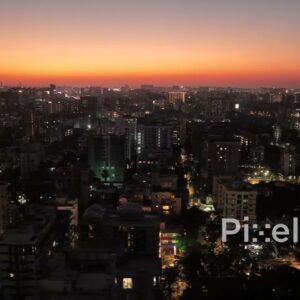 PD0214 - Aerial View of the Chembur Cityscape at Twilight with Glowing City Lights